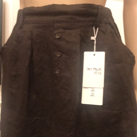 Midi skirt Linen Brown Sz - S - Picture 8 of 11